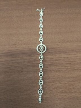 Sterling Silver Cubic Zirconia Circle Link Bracelet - Women Jewelry